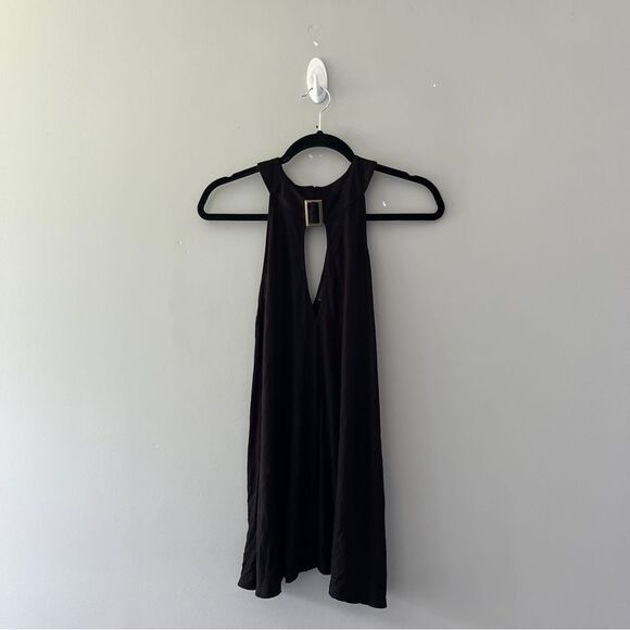 NEW Daytrip - Buckle Sleeveless Blouse Black Ribbed Knit Size Large - Picture 7 of 7